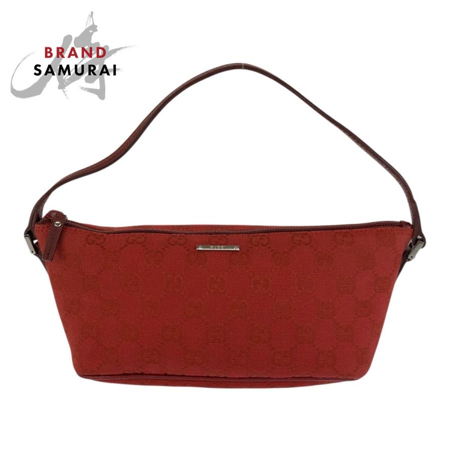 GUCCI（グッチ） 美品 レッド シルバー金具 GGキャンバス/レザー 07198 