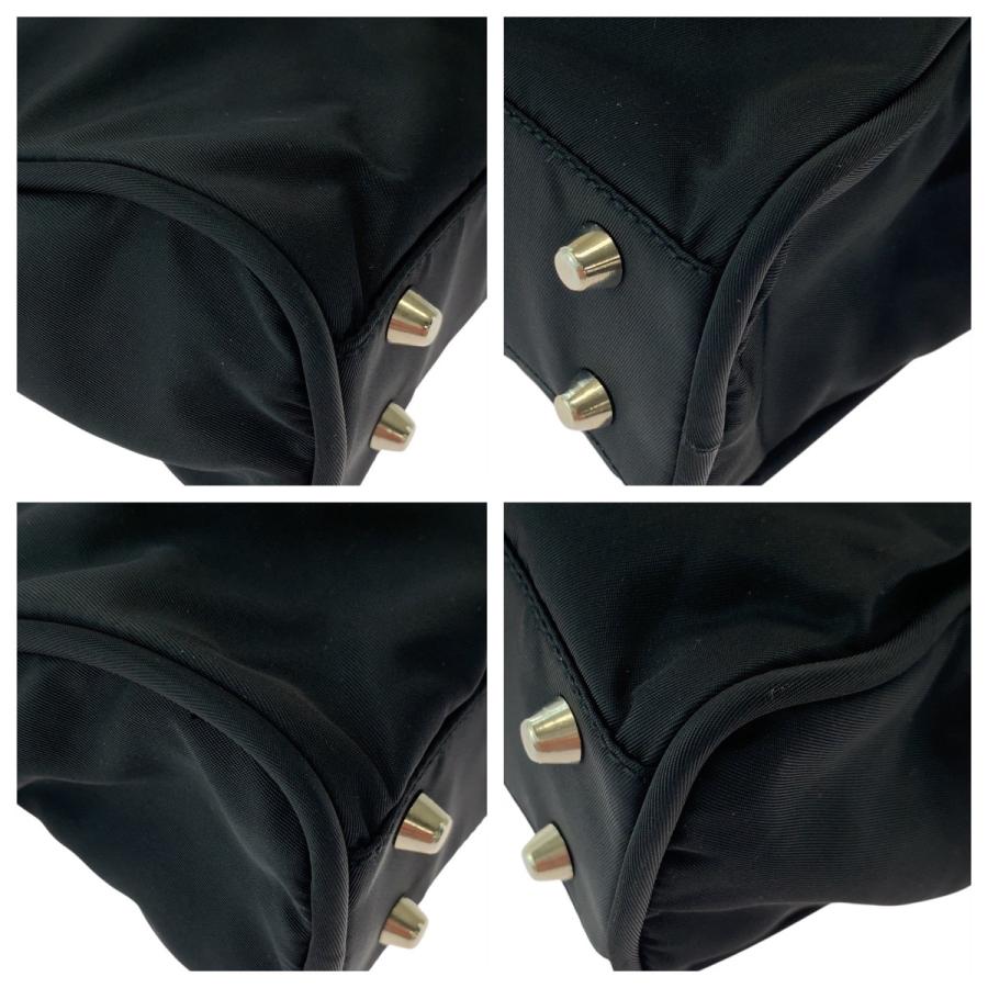 美品 プラダ 三角ロゴ ナイロン レザー トートバッグ ショルダーバッグ PRADA 美品 プラダ テスート 三角ロゴプレート ブラック 黒