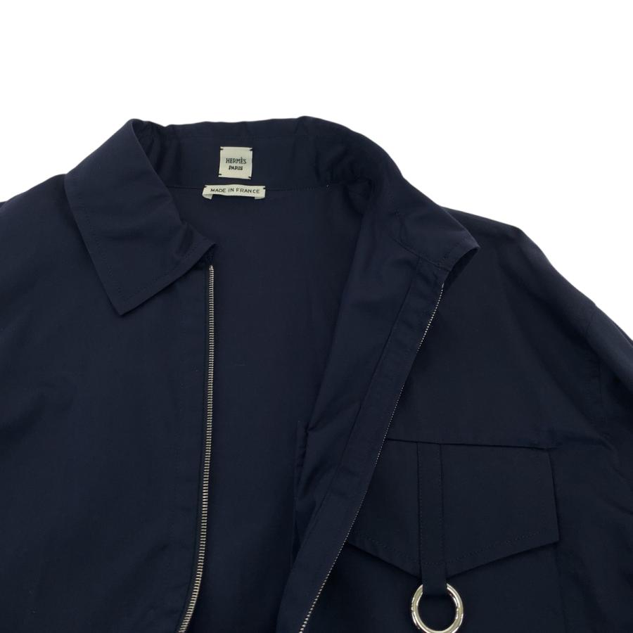 美品　HERMES カシミヤ　コットン　シャツ 箱付き　セリエボタン HERMES（エルメス） 超美品 セリエボタン サイズ36 ネイビー シルバー