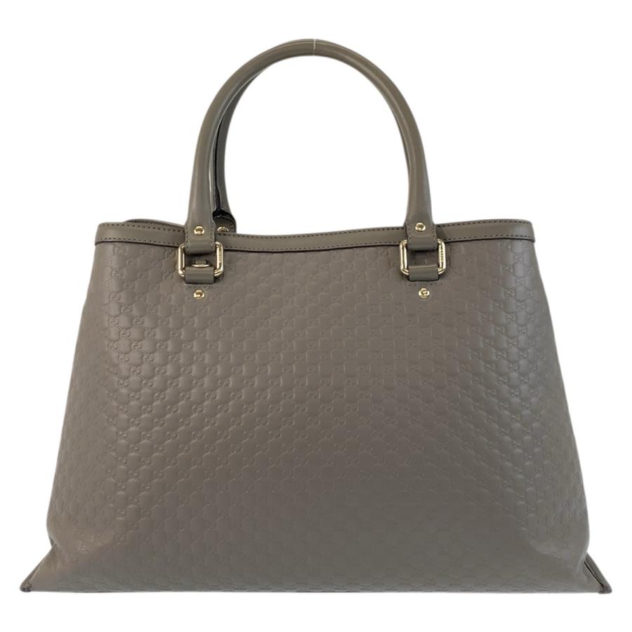 GUCCI（グッチ） 美品 マイクログッチシマ グレー ゴールド金具 レザー 