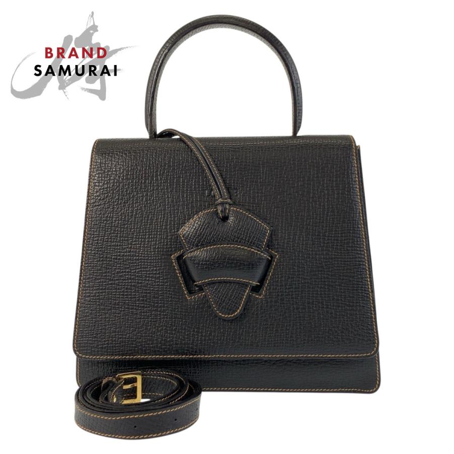 美品ロエベ黒レザー ショルダーバッグ