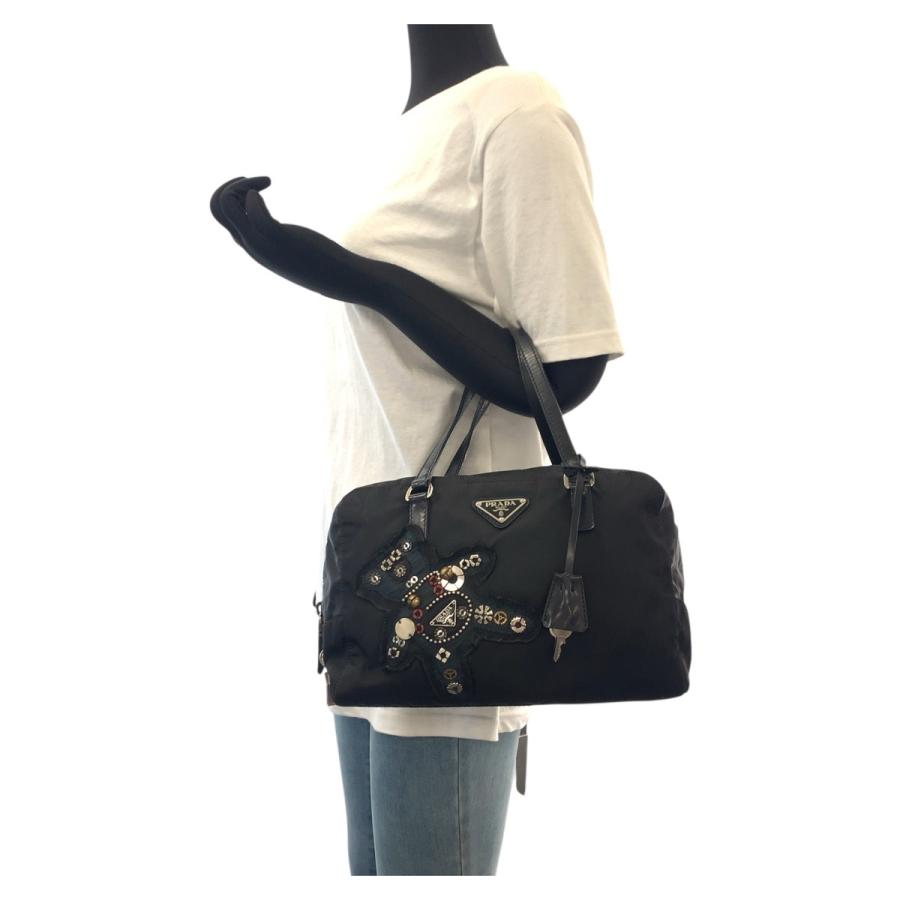 ギャラ有　プラダ　PRADA イヴニングベア　ビジュー　ハンドバッグ　ブラック ギャラ有 プラダ PRADA イヴニングベア ビジュー ハンドバッグ