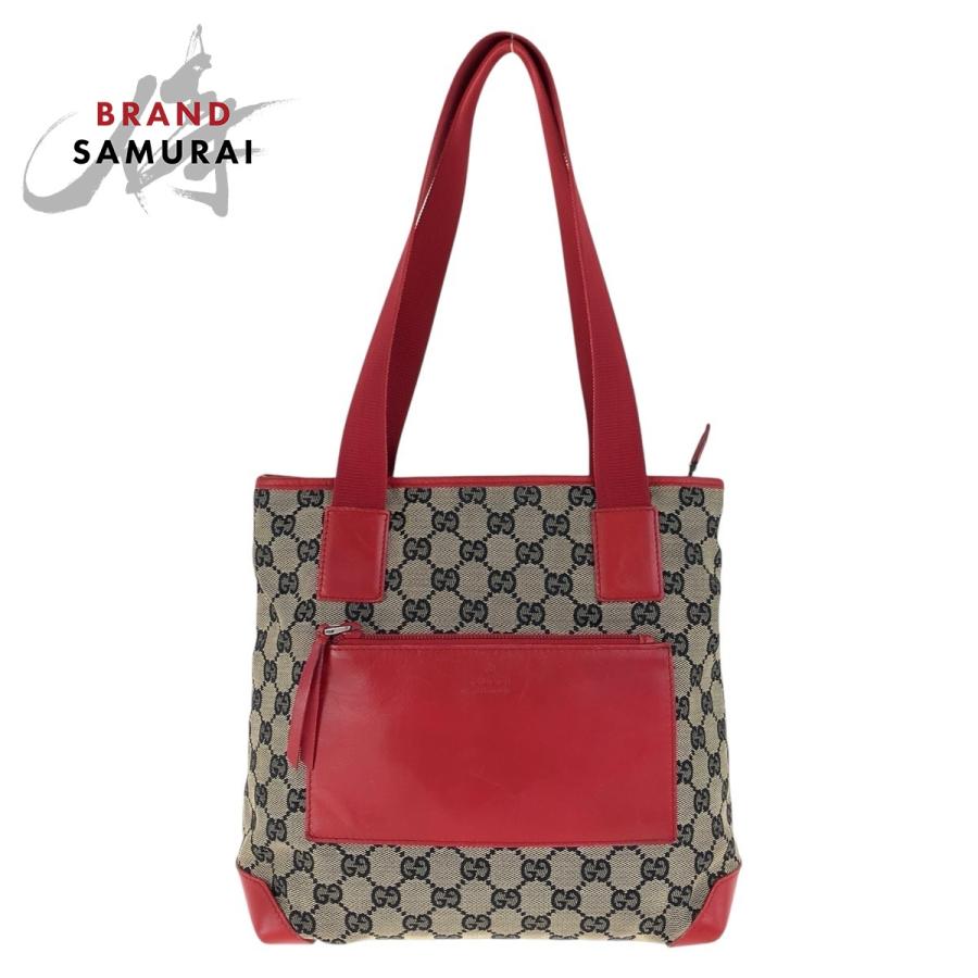 GUCCI（グッチ） 美品 レッド シルバー金具 GGキャンバス/レザー