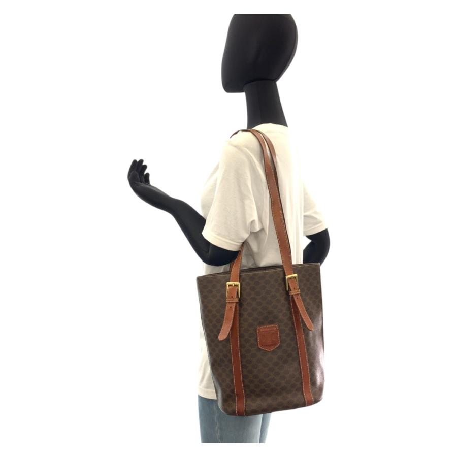 CELINE（セリーヌ） マカダム ブラウン ゴールド金具 PVC/レザー MC98