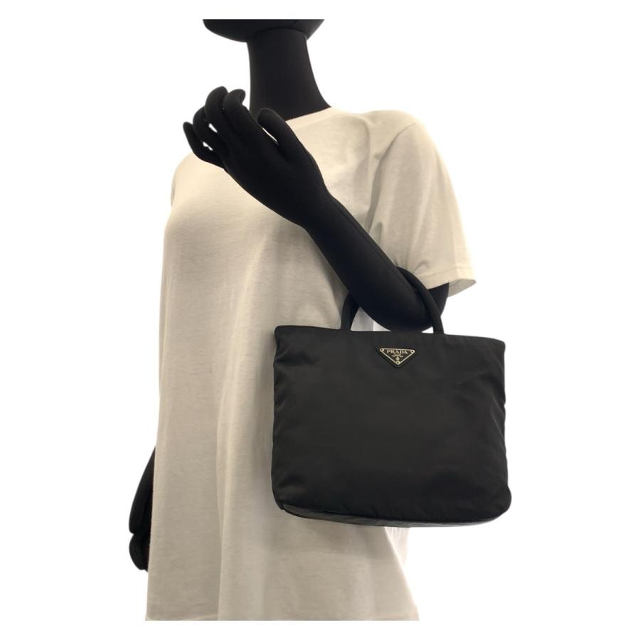 PRADA 美品 プラダ テスート 三角ロゴプレート ブラック 黒 シルバー
