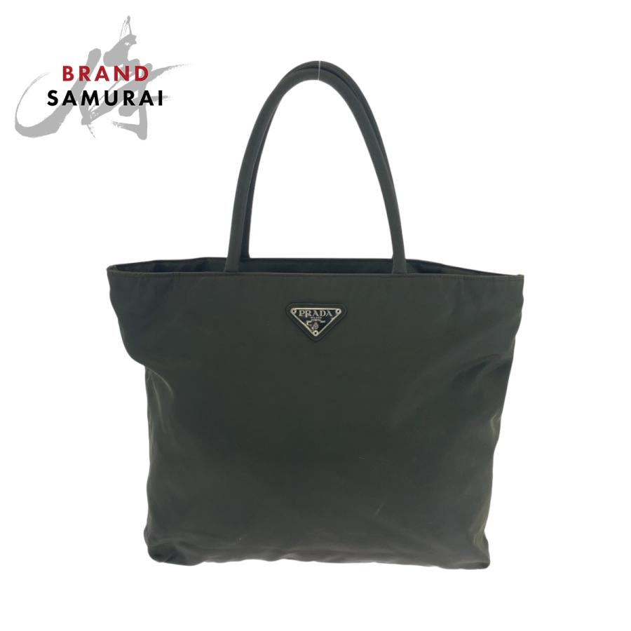 PRADA プラダ テスート 三角ロゴプレート カーキ シルバー金具
