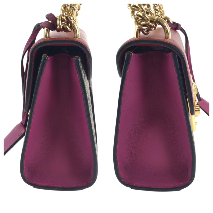 美品 GUCCI グッチ レディロック レッド ピンク ブラウン GGスプリームキャンバス 409487 チェーンショルダーバッグ ポシェット 502832_7