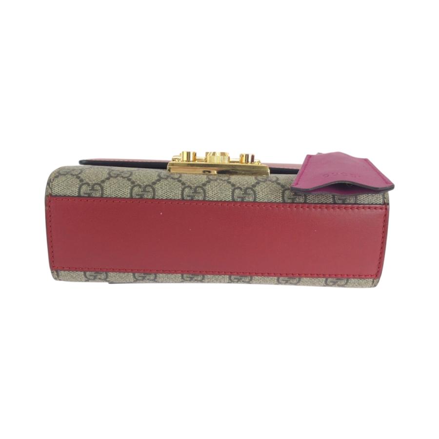 美品 GUCCI グッチ レディロック レッド ピンク ブラウン GGスプリームキャンバス 409487 チェーンショルダーバッグ ポシェット 502832_9