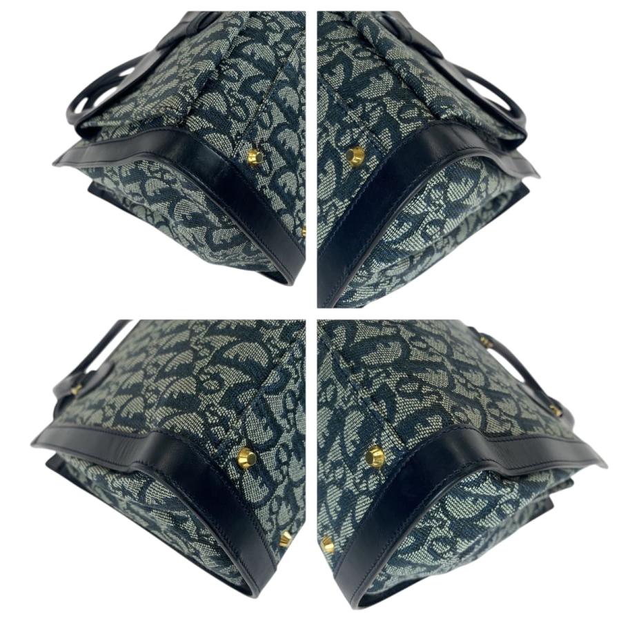 美品 Dior ディオール ヴィンテージ トロッター ネイビー ゴールド金具