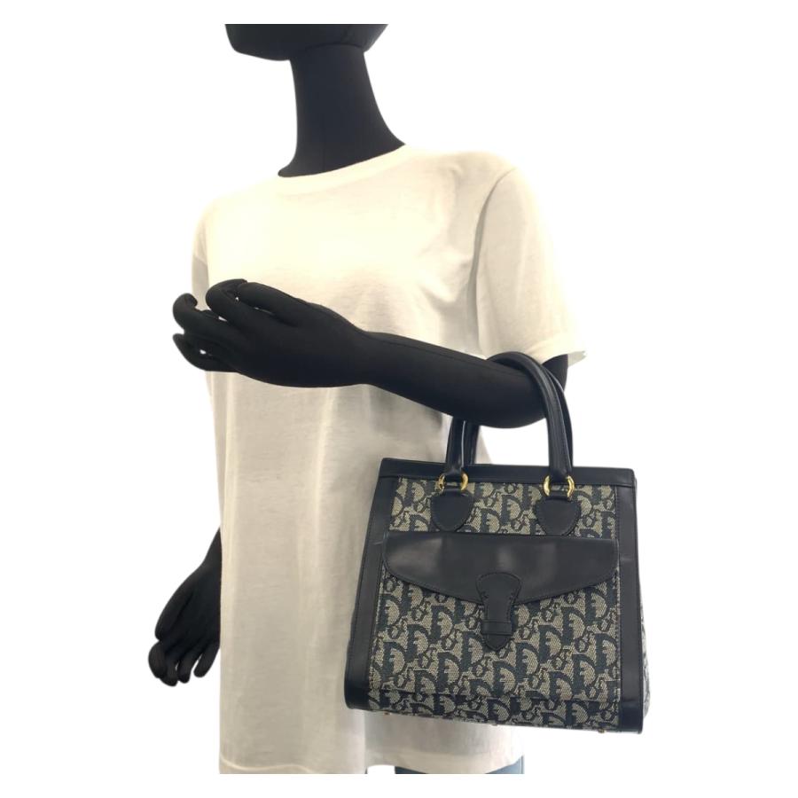 美品 Dior ディオール ヴィンテージ トロッター ネイビー ゴールド金具