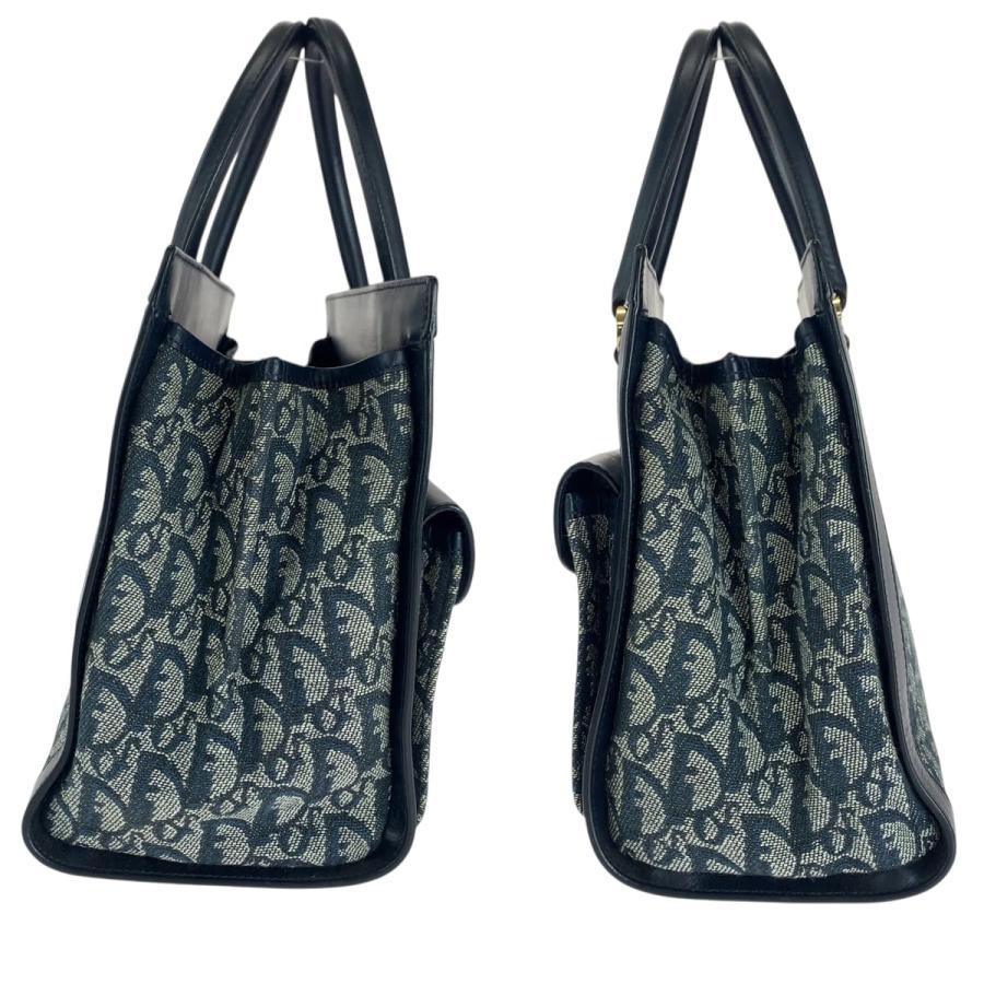 美品 Dior ディオール ヴィンテージ トロッター ネイビー ゴールド金具