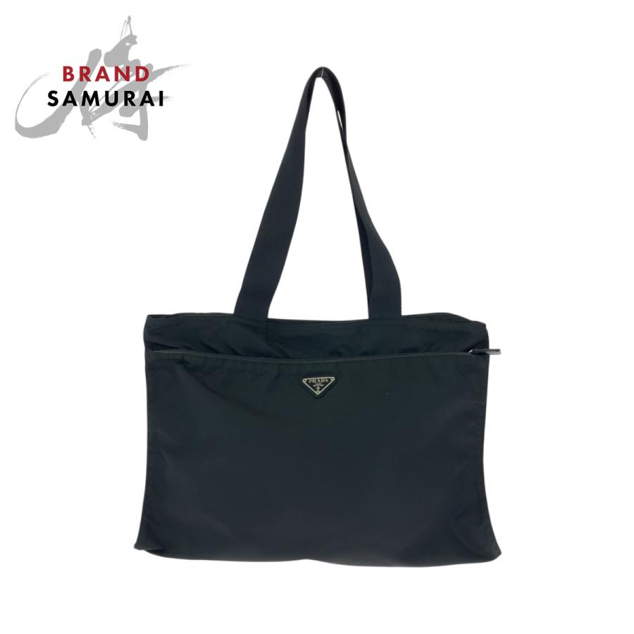 PRADA（プラダ） 美品 テスート 三角ロゴプレート ブラック 黒