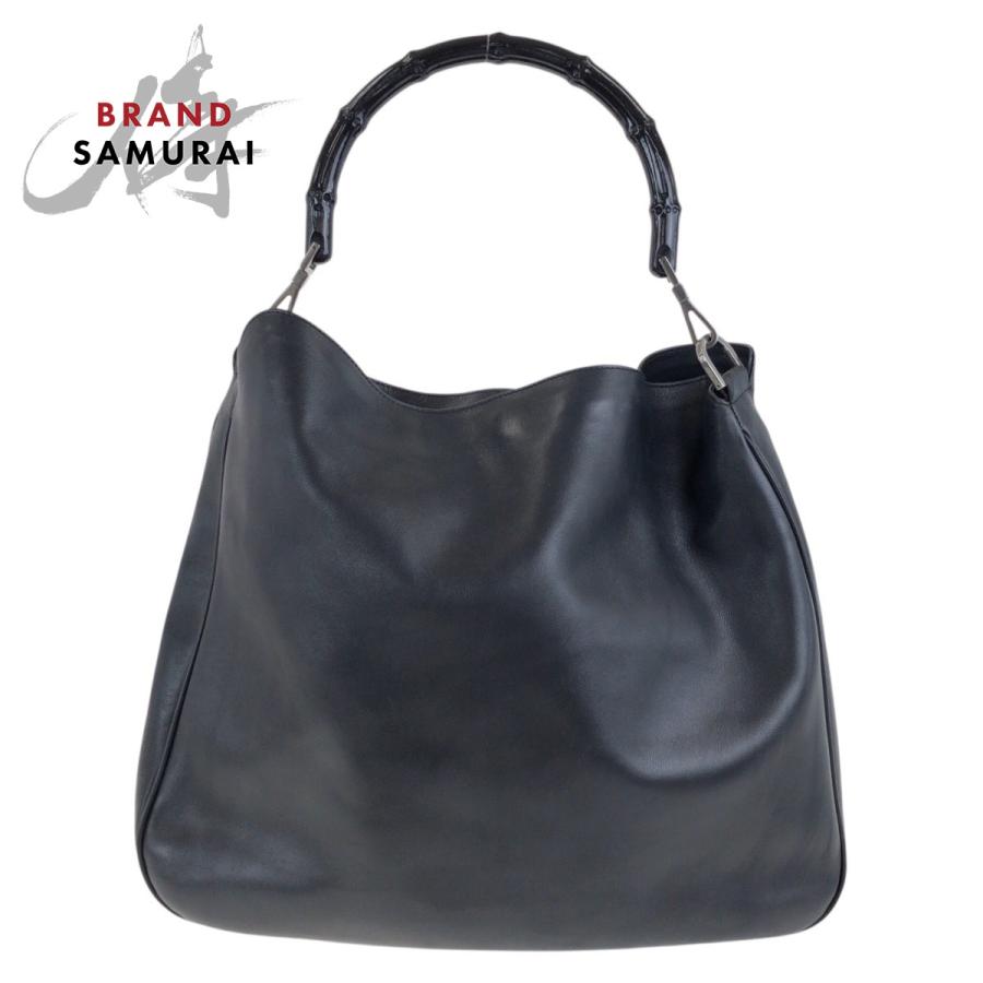 GUCCI 美品 グッチ バンブー ブラック 黒 シルバー金具 レザー 001