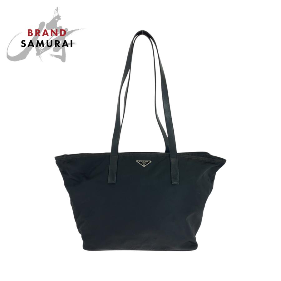 プラダ　トートバッグ　三角プレートロゴ　3室 テーストナイロン　レザーブラック PRADA プラダ 三角ロゴ プレート ナイロン テスート トート