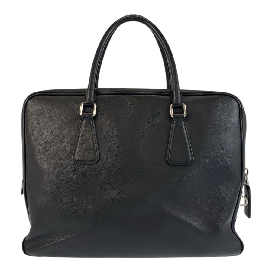 PRADA（プラダ） サフィアーノ ブラック 黒 シルバー金具 レザー ビジネスバッグ ブリーフケース メンズ 503255 : BRAND ...