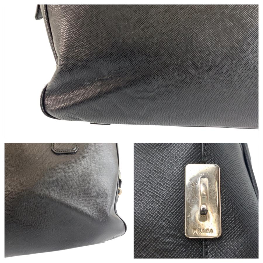 PRADA（プラダ） サフィアーノ ブラック 黒 シルバー金具 レザー ビジネスバッグ ブリーフケース メンズ 503255 : BRAND ...