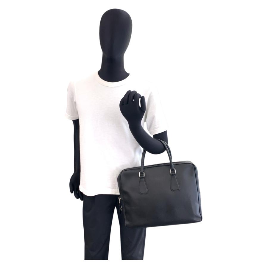 PRADA（プラダ） サフィアーノ ブラック 黒 シルバー金具 レザー ビジネスバッグ ブリーフケース メンズ 503255 : BRAND ...
