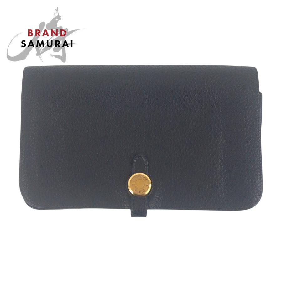 HERMES トリヨン　GM 長財布 革 ブラックゴールド金具 財布 HERMES トリヨン GM 長財布 革 ブラックゴールド金具 財布