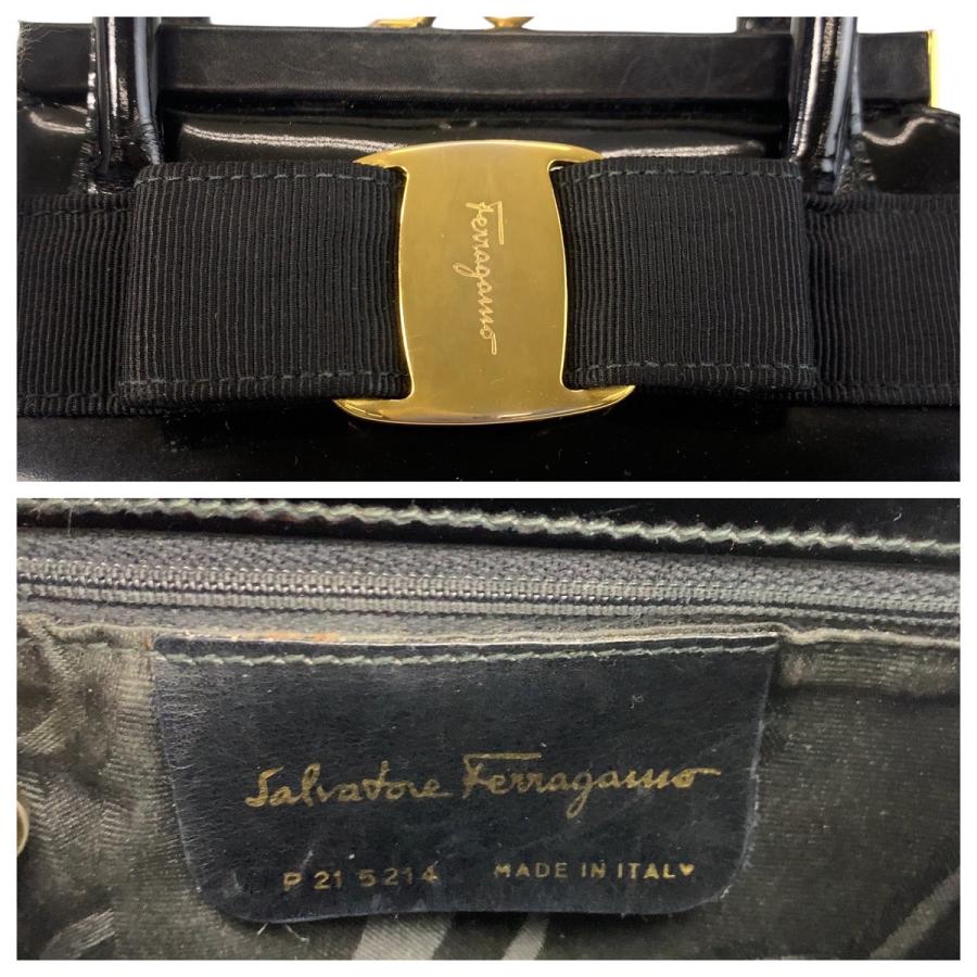 美品 Salvatore Ferragamo サルヴァトーレフェラガモ ヴィンテージ ヴァラリボン ブラック 黒 ハンドバッグ レディース 503291 |  | 03