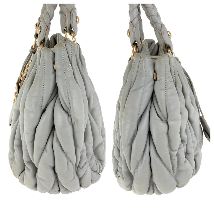 miu MIUMIU ミュウミュウ マテラッセ グレー ゴールド金具 レザー  