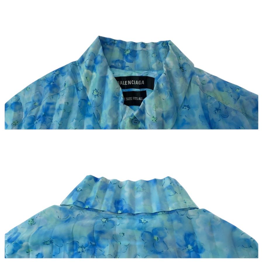 BALENCIAGA（バレンシアガ） 美品 花柄 サイズL ブルー ポリエステル 