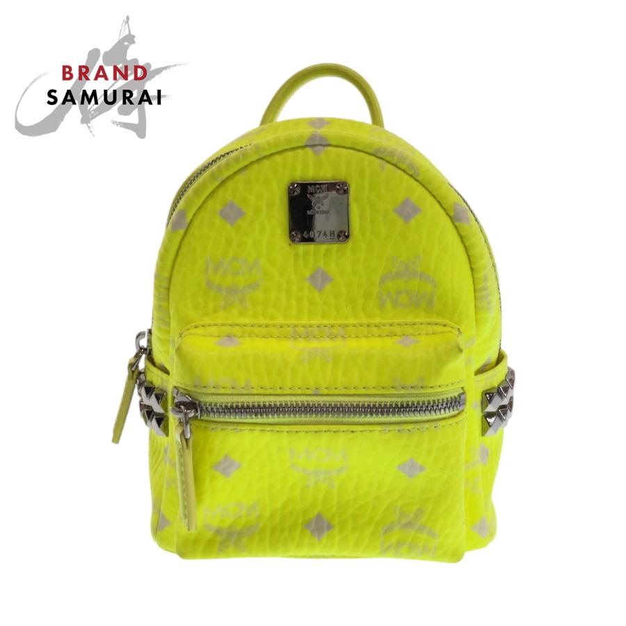 MCM エム シー ヴィセスト イエロー ネオンカラー レザー リュック  