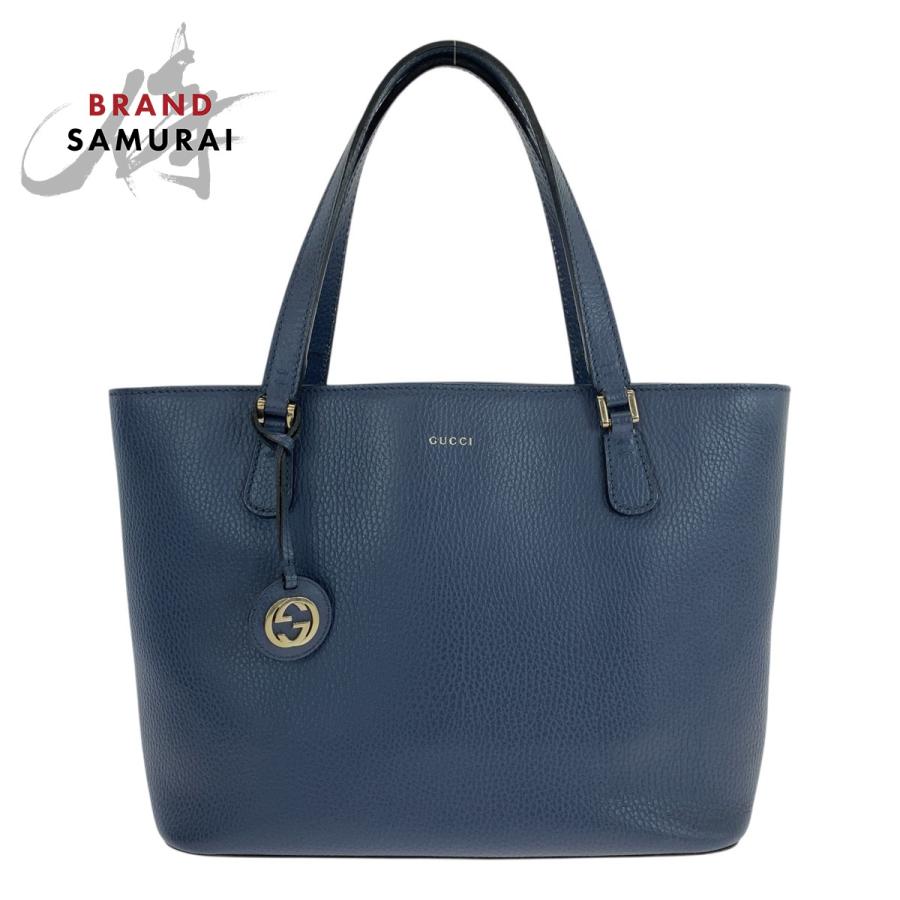 GUCCI（グッチ） 美品 インターロッキング ブルー ゴールド金具 レザー