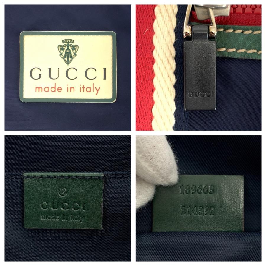美品 GUCCI グッチ シェリーライン クレスト ネイビー レッド グリーン ナイロン 189665 トートバッグ ショルダーバッグ メンズ 503530 | GUCCI | 05