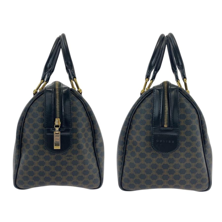 美品 CELINE セリーヌ マカダム ブラウン ブラック ゴールド金具 PVC DM00/1 ハンドバッグ ボストンバッグ レディース 503531