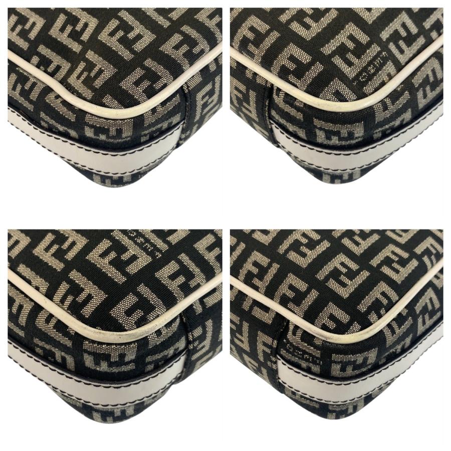 美品 FENDI フェンディ ズッキーノ マンマ ブラック 黒 ホワイト ゴールド金具 キャンバス/レザー ショルダーバッグ ポシェット 503550 | FENDI | 02