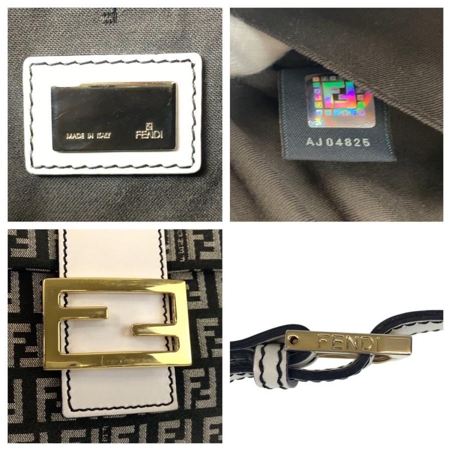 美品 FENDI フェンディ ズッキーノ マンマ ブラック 黒 ホワイト ゴールド金具 キャンバス/レザー ショルダーバッグ ポシェット 503550 | FENDI | 03