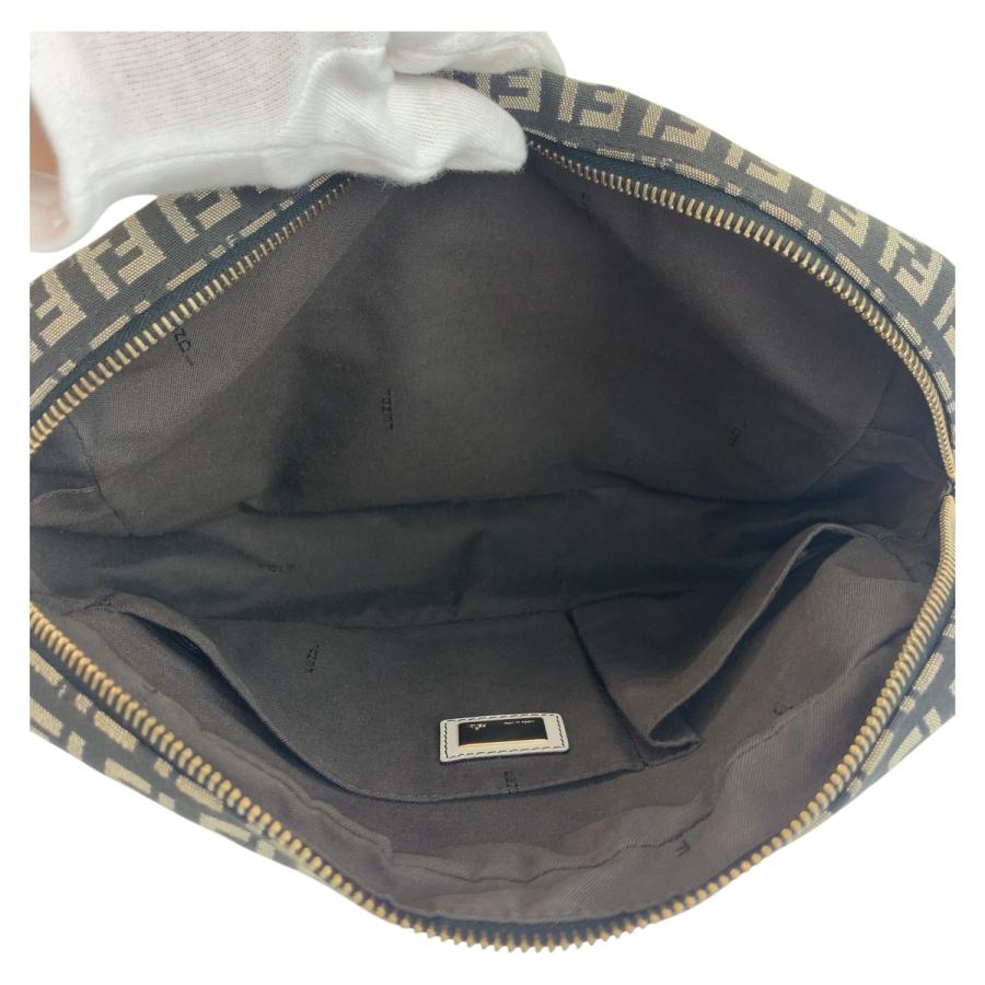 美品 FENDI フェンディ ズッキーノ マンマ ブラック 黒 ホワイト ゴールド金具 キャンバス/レザー ショルダーバッグ ポシェット 503550 | FENDI | 08