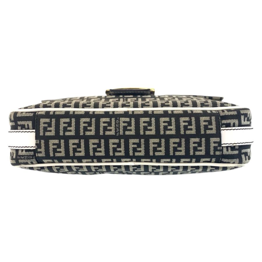 美品 FENDI フェンディ ズッキーノ マンマ ブラック 黒 ホワイト ゴールド金具 キャンバス/レザー ショルダーバッグ ポシェット 503550 | FENDI | 09