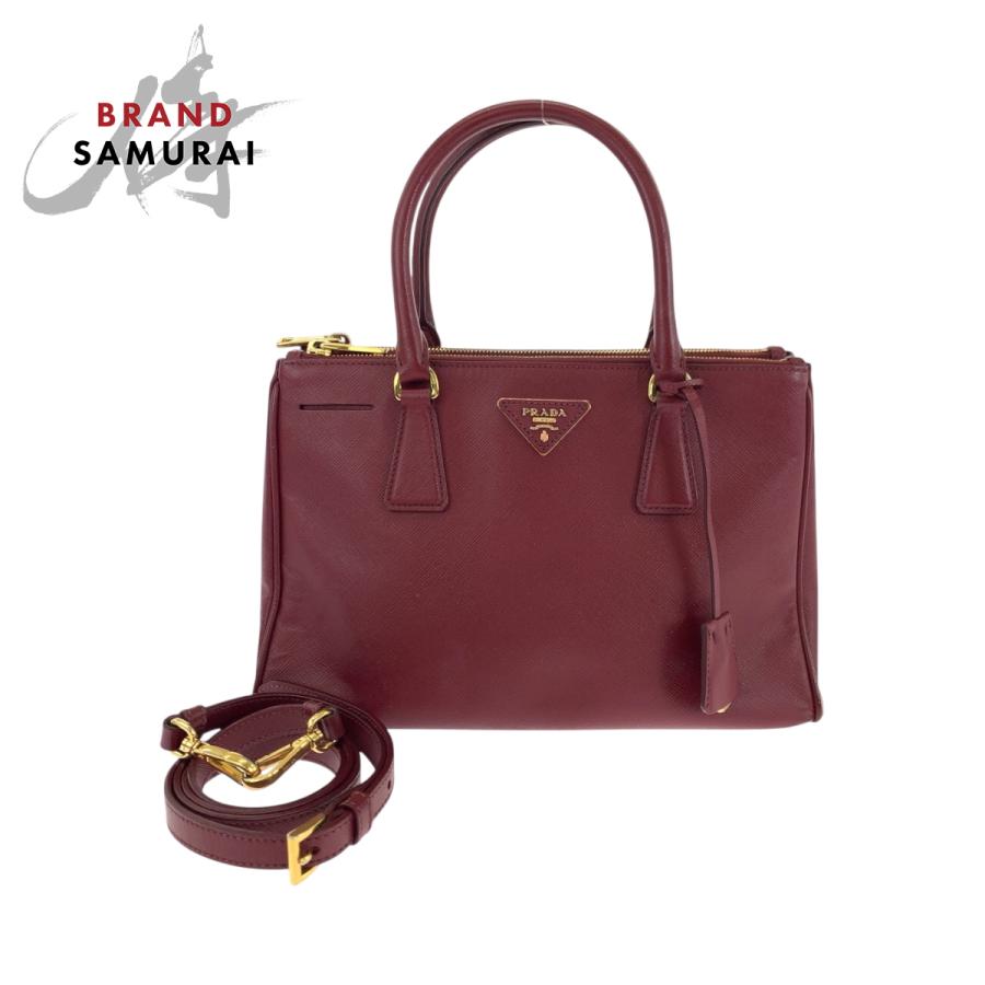 PRADA（プラダ） 美品 サフィアーノ ガレリア ボルドー ゴールド金具 