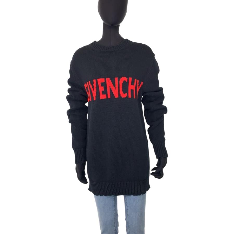 GIVENCHY 黒ニットセーター ウール100% 美品 Givenchy ジバンシー ロゴ サイズS ブラック 黒 ニット セーター