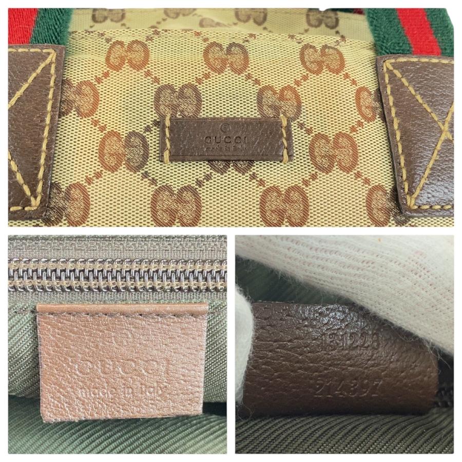 ✨美品✨GUCCI GG シェリーライン ボストンバッグ ブラウン レザー GUCCI（グッチ） 美品 シェリーライン ブラウン ベージュ GGキャンバス