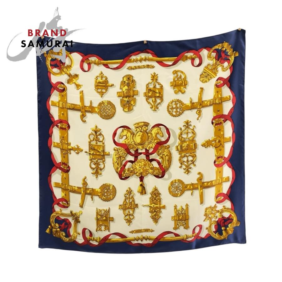 HERMES エルメス フェロンヌリ 鉄細工 かれ90 ブルー ゴールド  