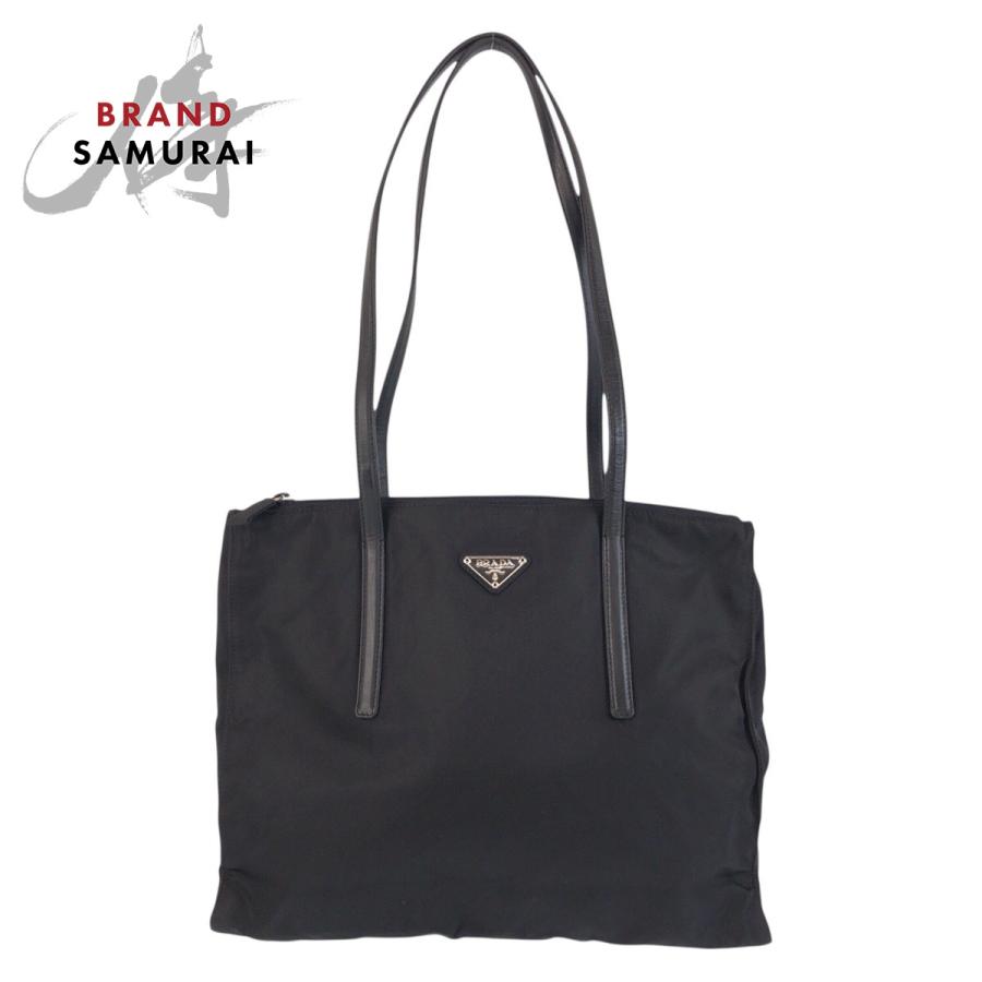 PRADA（プラダ） テスート 三角ロゴプレート ブラック 黒 シルバー金具