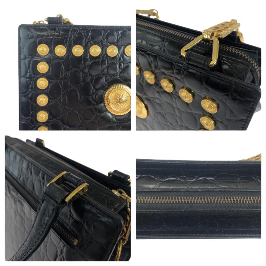 ✨美品✨ジャンニヴェルサーチ ビジネスバッグ 2way レザー サンバースト 美品 ジャンニ ヴェルサーチ ヴィンテージ クロコ型押し サンバースト