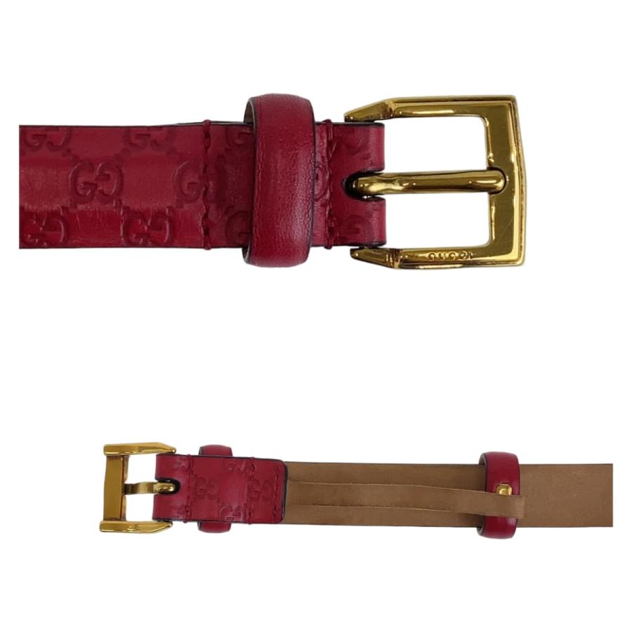 GUCCI GGバックル レザーベルト ピンク×ゴールド 美品 正規刻印 GUCCI（グッチ） 美品 グッチシマ 85cm/34inc ピンク ゴールド金具