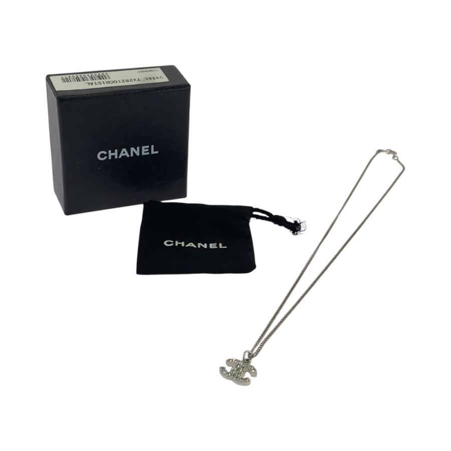 CHANEL シャネル ヴィンテージ ココマーク ラインストーン シルバー メッキ ネックレス レディース 503742_9
