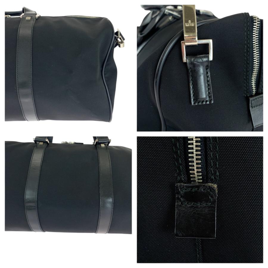 グッチ　ボストンバック 2way ナイロン 黒 シルバー金具 大容量 GUCCI（グッチ） 美品 ブラック 黒 シルバー金具 ナイロン 012 0399