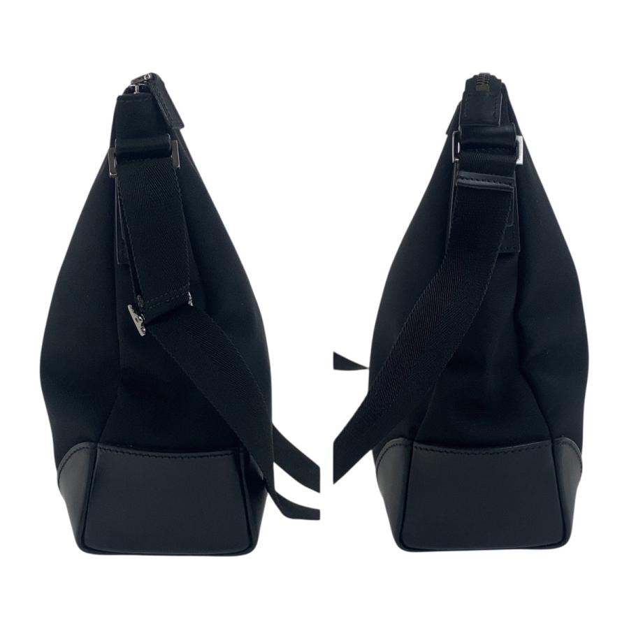 美品✨ グッチ ショルダーバッグ メッセンジャー ナイロン ブラック ロゴ GUCCI（グッチ） 美品 ブラック 黒 シルバー金具 ナイロン/レザー