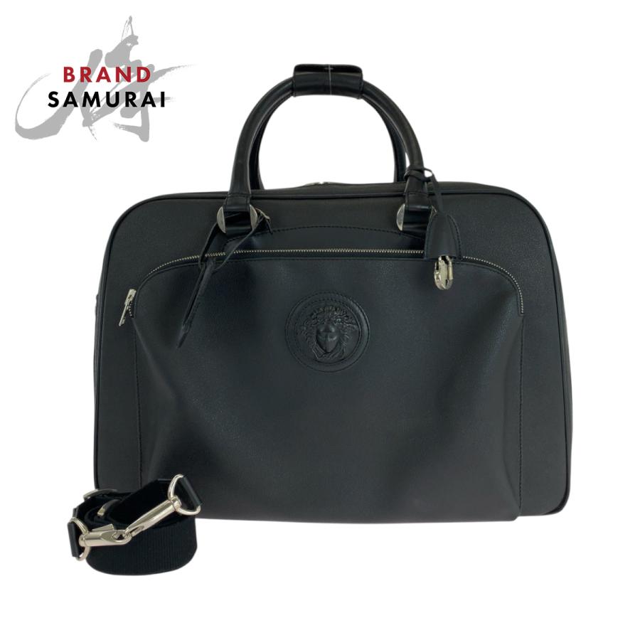 美品 Gianni Versace ジャンニ ヴェルサーチ メデューサ ブラック 黒 シルバー金具 レザー ボストンバッグ ハンドバッグ メンズ 503801 【中古】 美品 Gianni Versace ジャンニ ヴェルサーチ メデューサ ブラック 黒