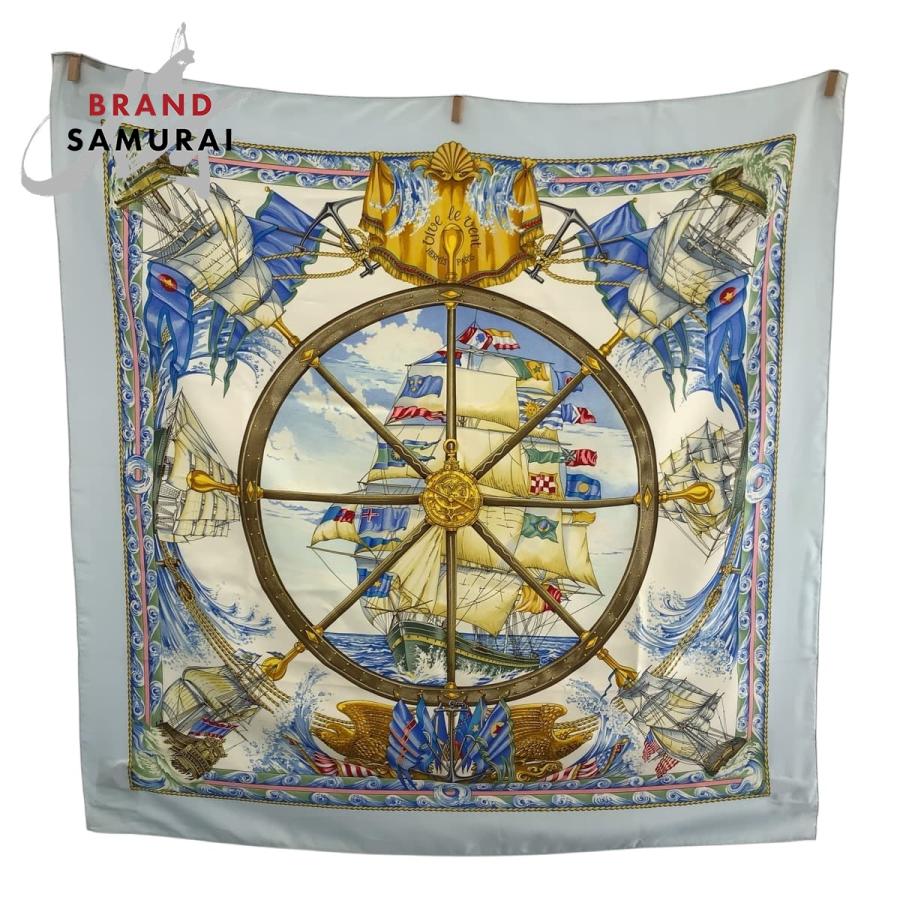 HERMES エルメス カレ90 VIVE LE VENT ブルー マルチカラー