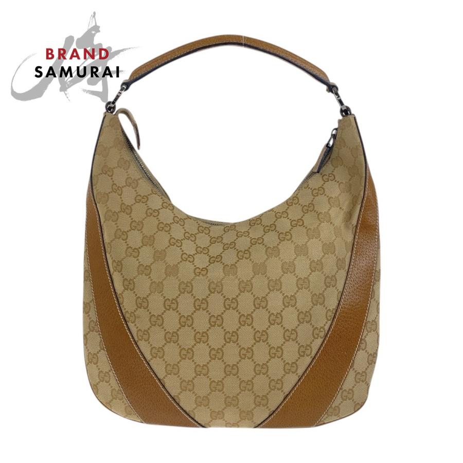 GUCCI 美品 グッチ ベージュ ブラウン シルバー金具 GG