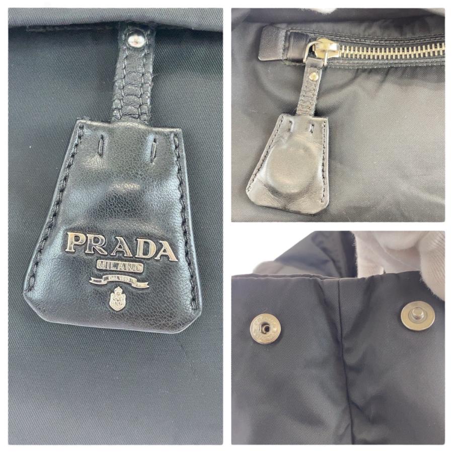 PRADA（プラダ） テスート 三角ロゴプレート ブラック 黒 シルバー金具