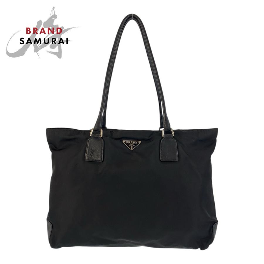 【美品】PRADA テスート ナイロン ハンドバッグ 三角プレート イタリア製 PRADA 美品 プラダ テスート 三角ロゴプレート ブラック 黒