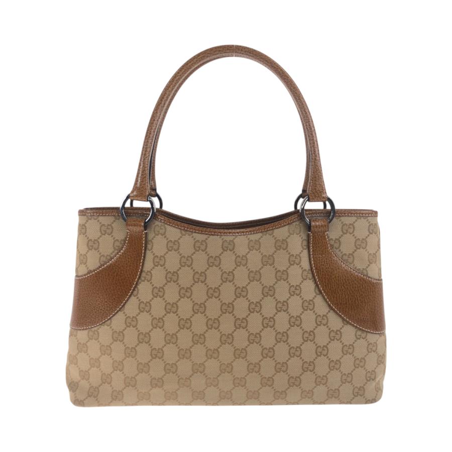 GUCCI（グッチ） 美品 ベージュ ブラウン シルバー金具 GGキャンバス