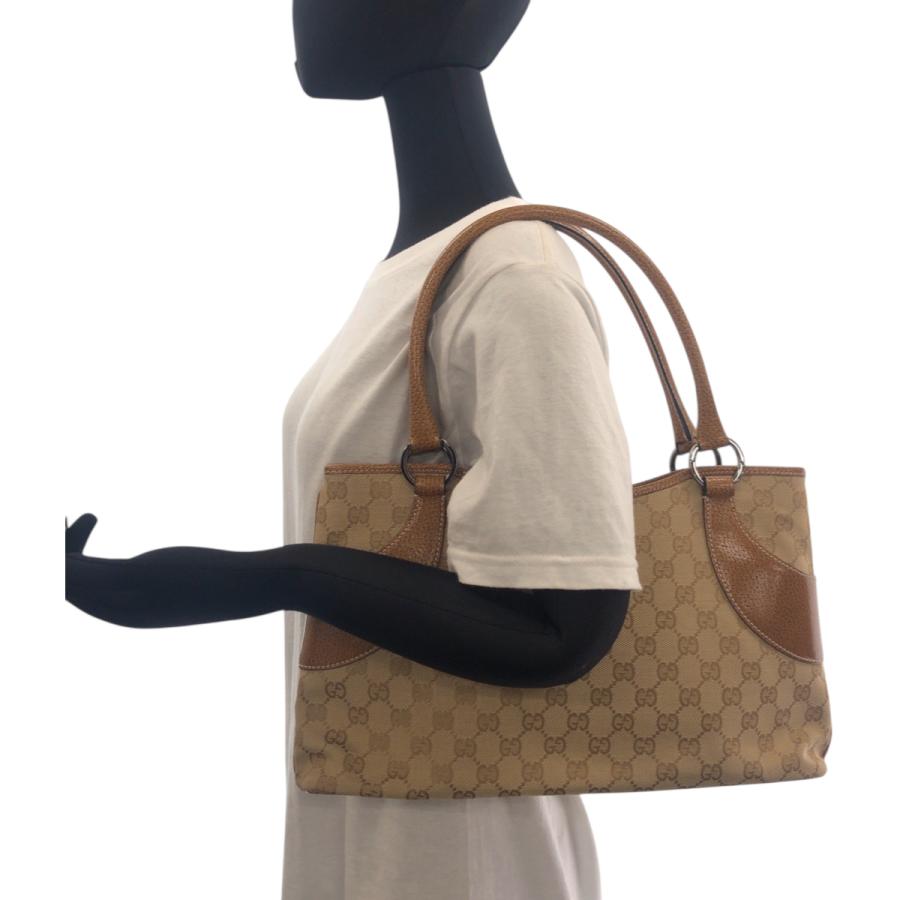 GUCCI（グッチ） 美品 ベージュ ブラウン シルバー金具 GGキャンバス
